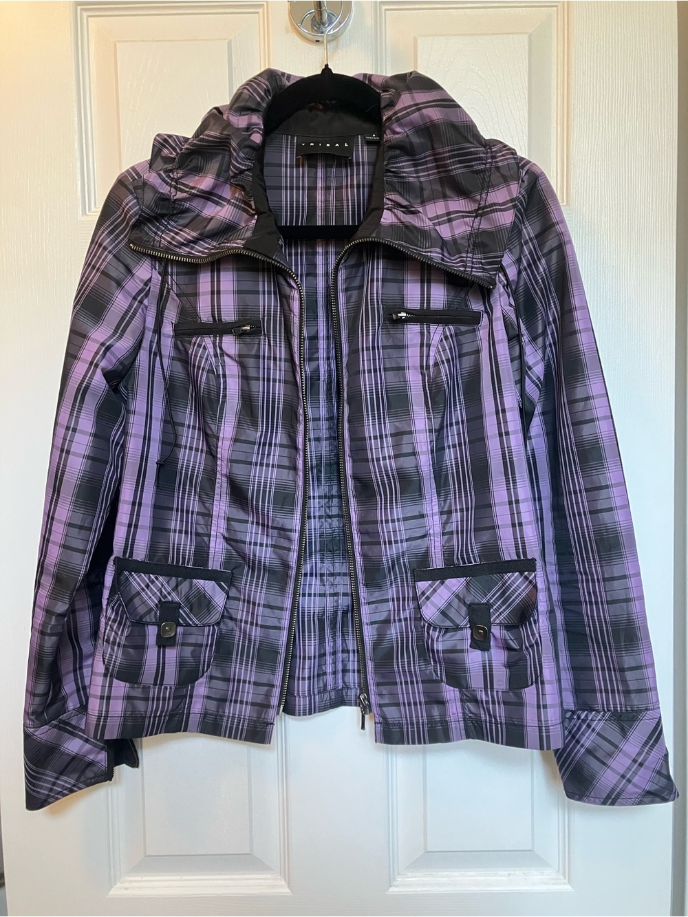 Plaid Purple Jacket - Women’s Lightweight Coat
